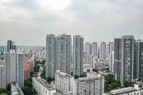 Skyline of Singapore with HDB