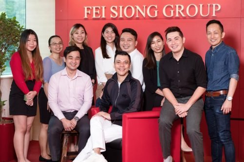 company staff group photo in office