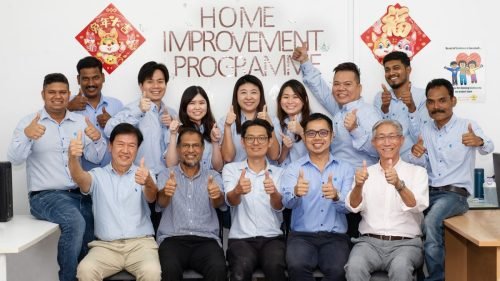 company staff group photo in office