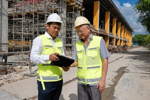 Meeting in construction site